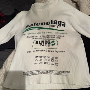 White Graphic Knit Sweatshirt
